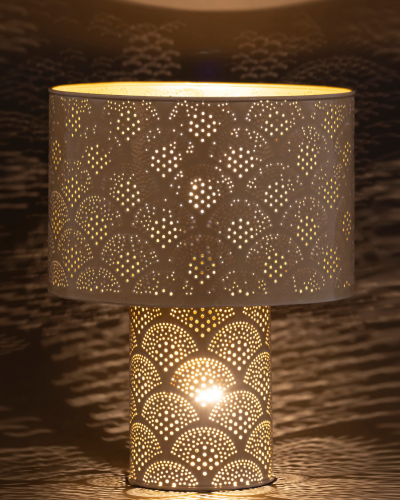 Beige Perforated Scallop Table Lamp