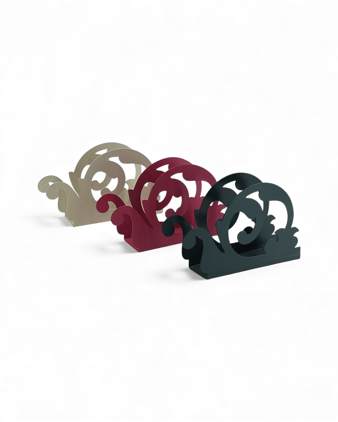 Scrollwork Swirl Design Metal Napkin Holder Set
