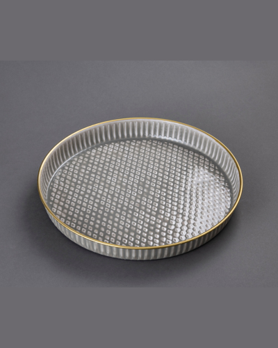 Silver Grey Geometric Embossed Plate