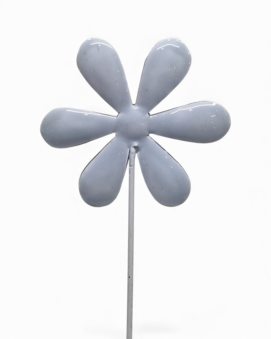 Glossy Pale Blue Flower Stake, 6-Petal Design