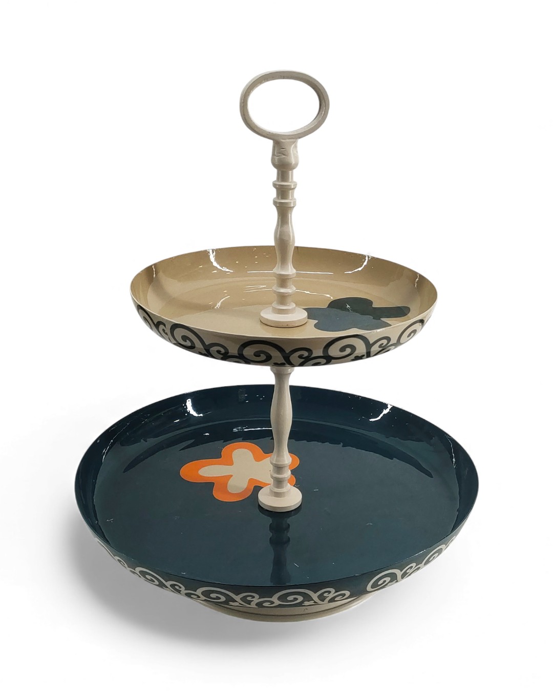 Scrollwork Transformative Teal & Chalk Cake Stand