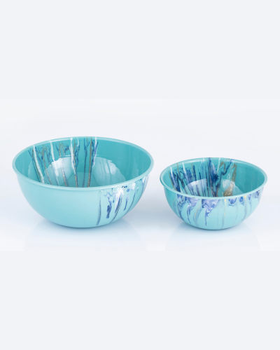 Aqua Blue Artistic Decorative Bowls (Set of 2)
