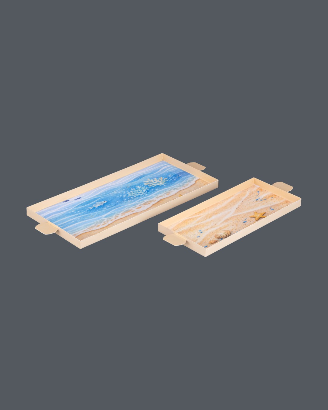 Serene Shores Coastal Discovery Trays with Handles