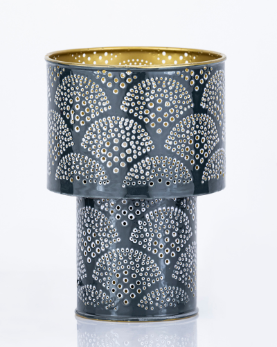 Black & Gold Fan Pattern Lamp Holder