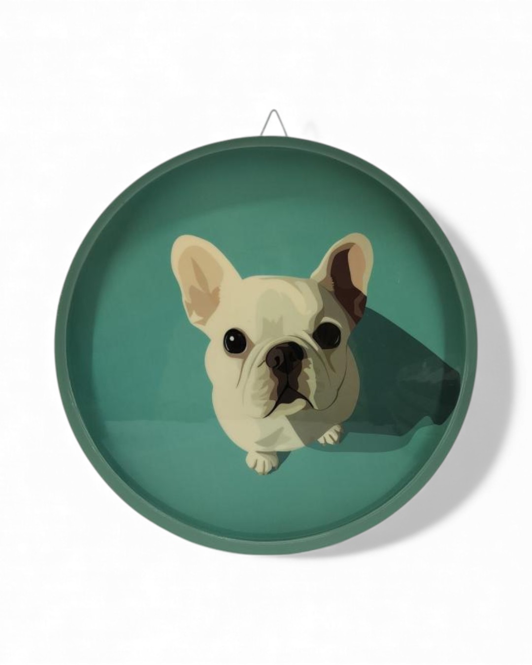 Round French Bulldog Portrait Tray /Wall Tray