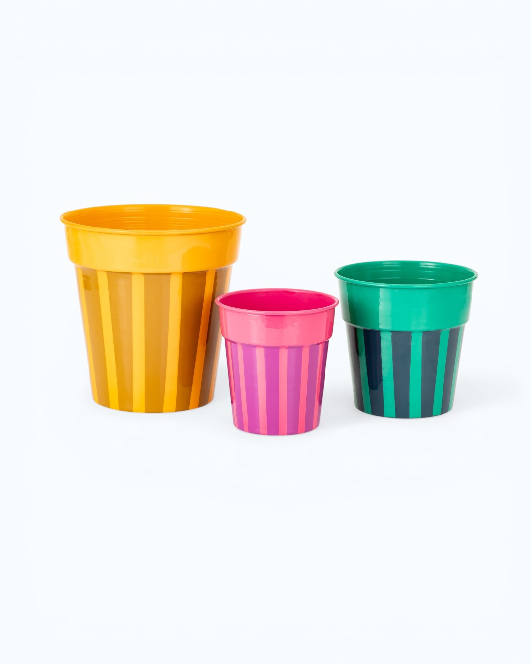 Joyful Stripes Tapered Pot Trio