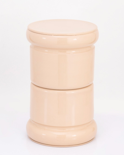 Beige Stacked Drum Stool