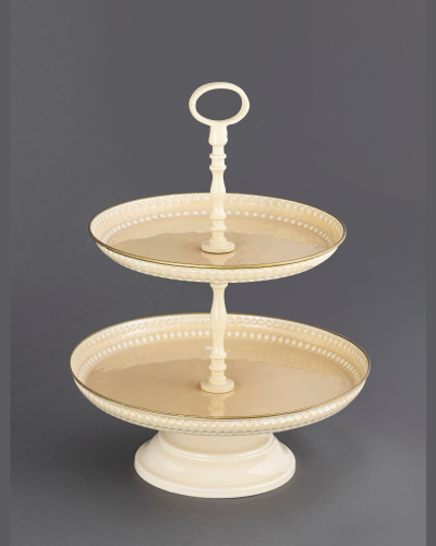 Elegant Ivory Two-Tier Cake Stand
