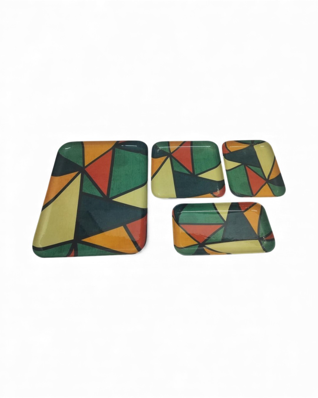 Set of 4 Modern Geometric Printed Tray