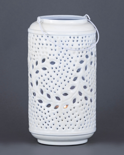 Tall White Cutwork Lantern