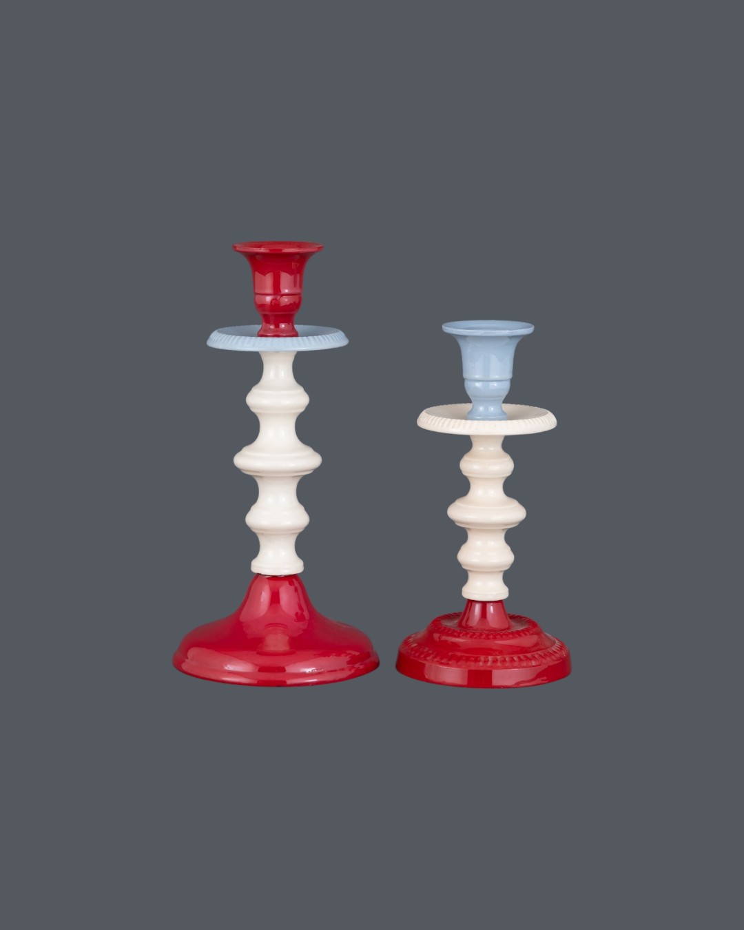 Eclectic Color-Blocked Ribbed Pedestals