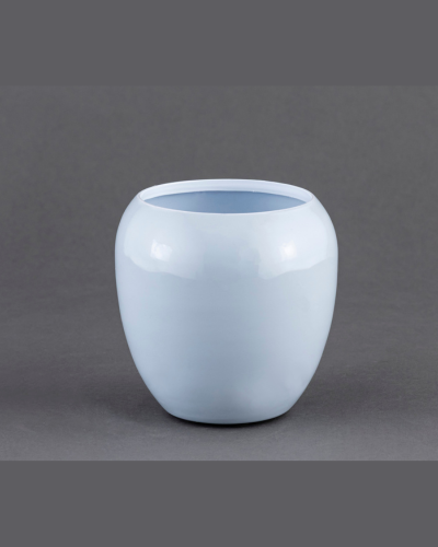 Tall Oval Ceramic Votive – Glossy Sky Blue