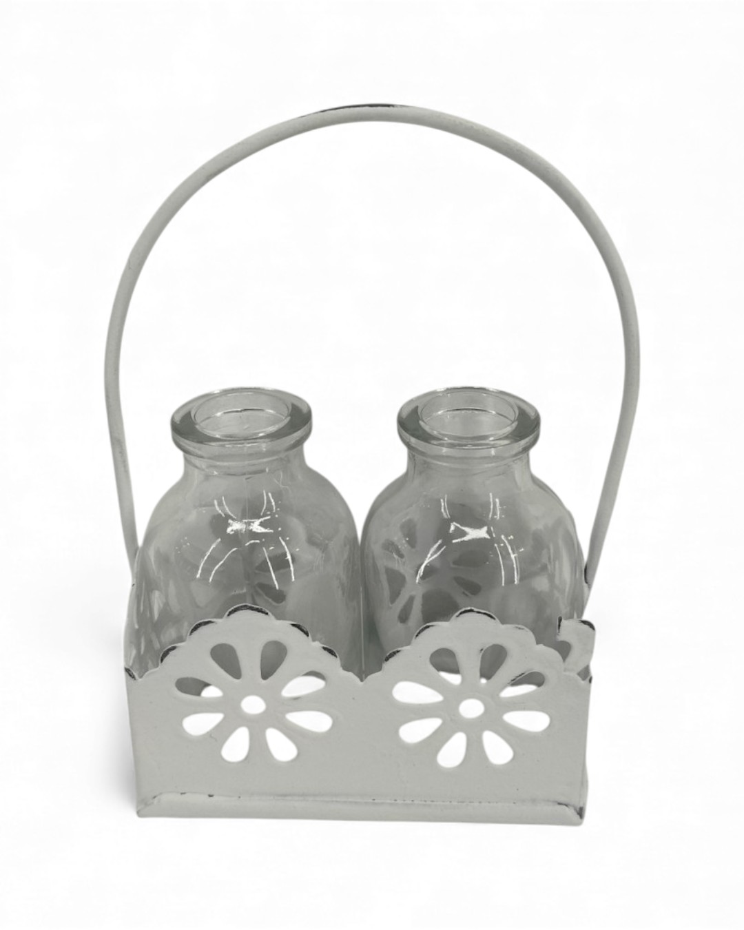Elegant Two-Bottle Decorative Caddy with Handle