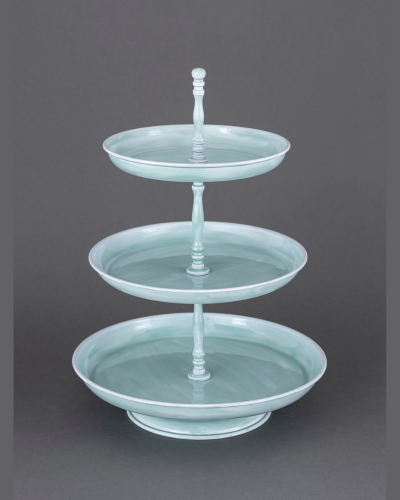 Aqua Blue Three-Tier Cake Stand