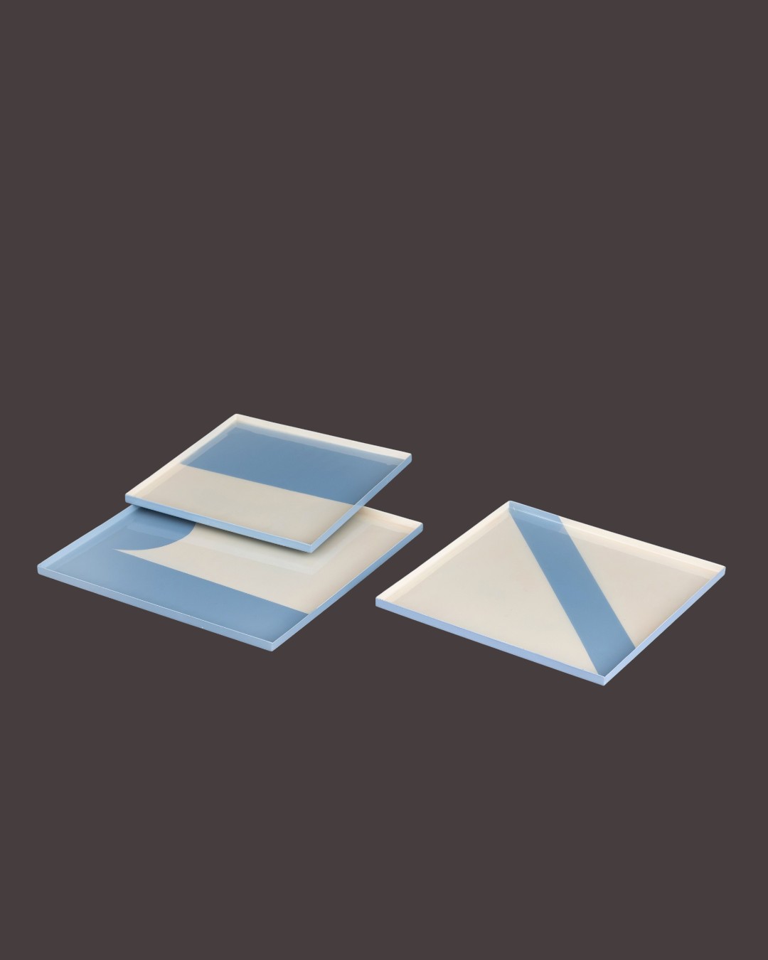 Abstract Blue Geometric Tray Set