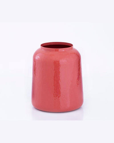 Glossy Coral Red Jar Pot