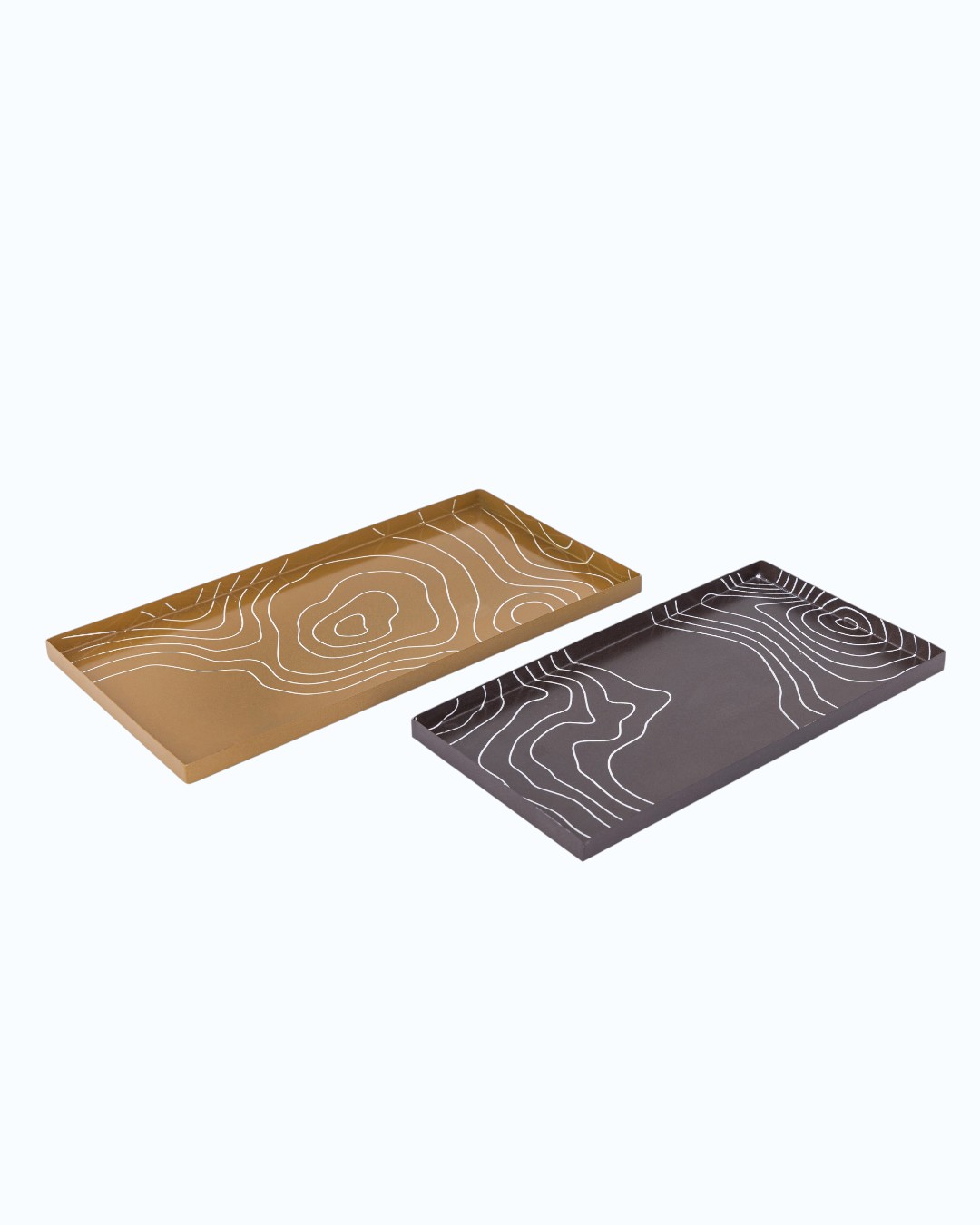 Topographic Gold and Chocolate Serving Trays