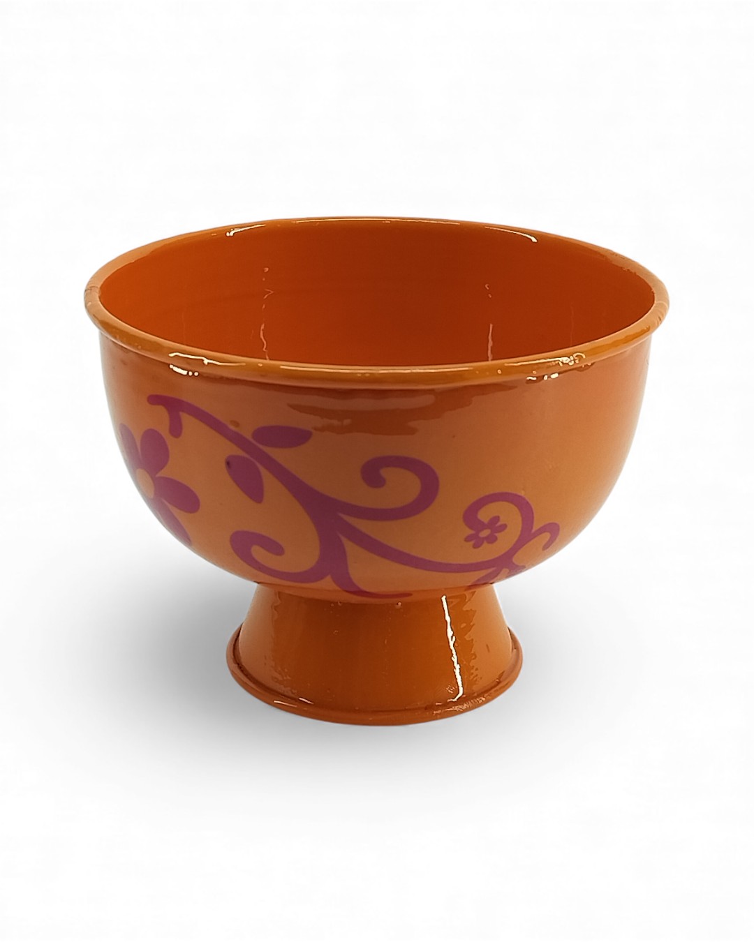 Joyful Scrolls Elevated Bowl - High-Gloss Orange