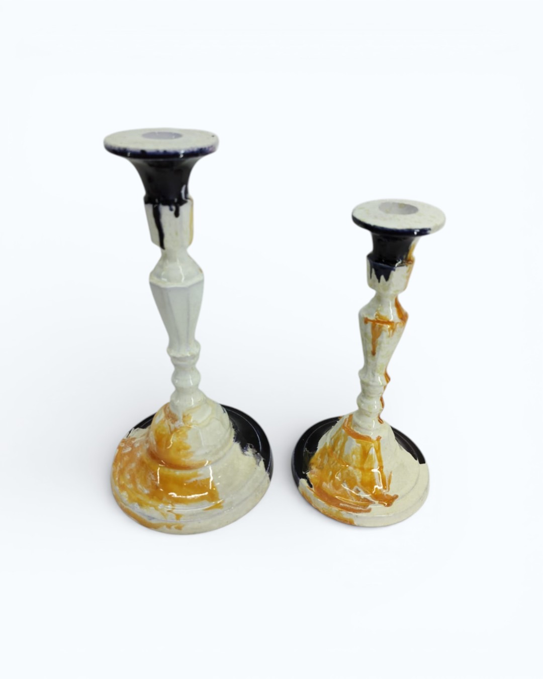 Molten Amber Sculpted Spindle Pair