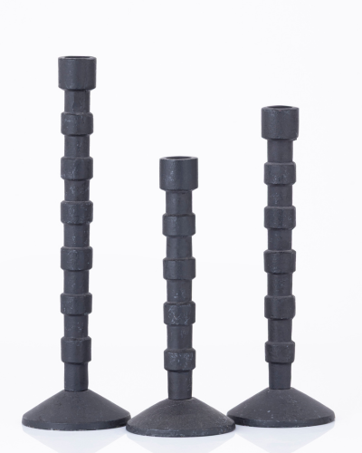 Set of 3 Modern Industrial Black Candle Holders
