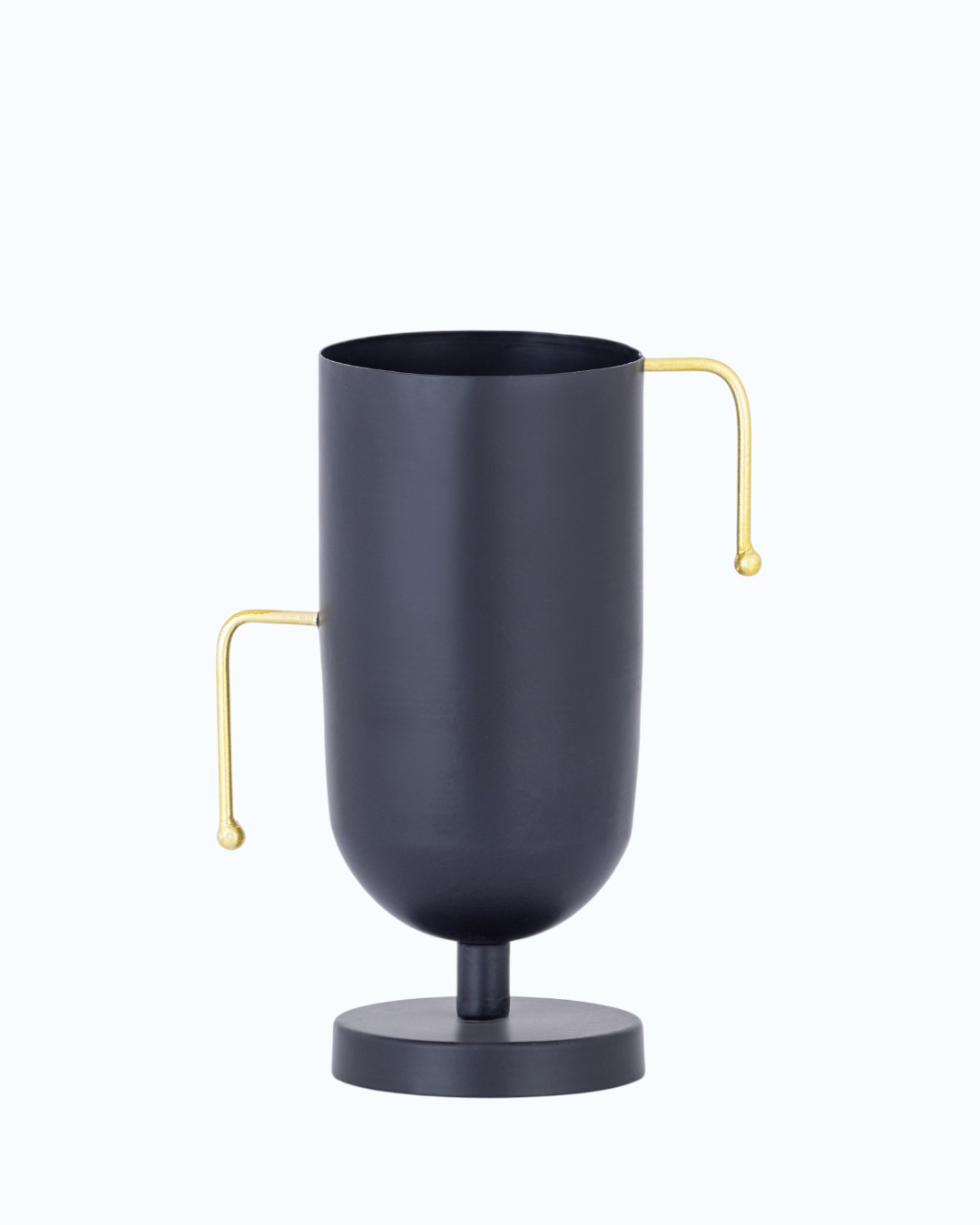 Angular Handle Pedestal Black Vase