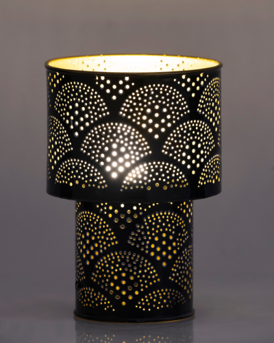 Black & Gold Fan Pattern Lamp Holder