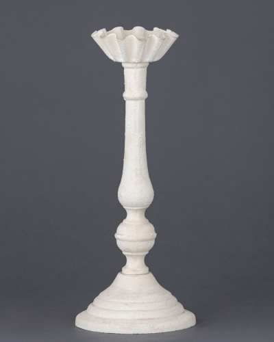 Classic White Scalloped Candle Holder