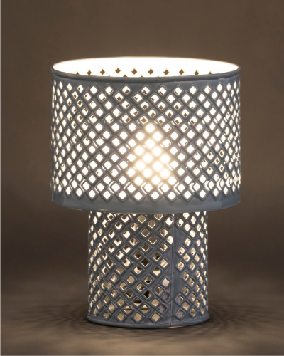 Powder Blue Lattice Cutwork Lamp