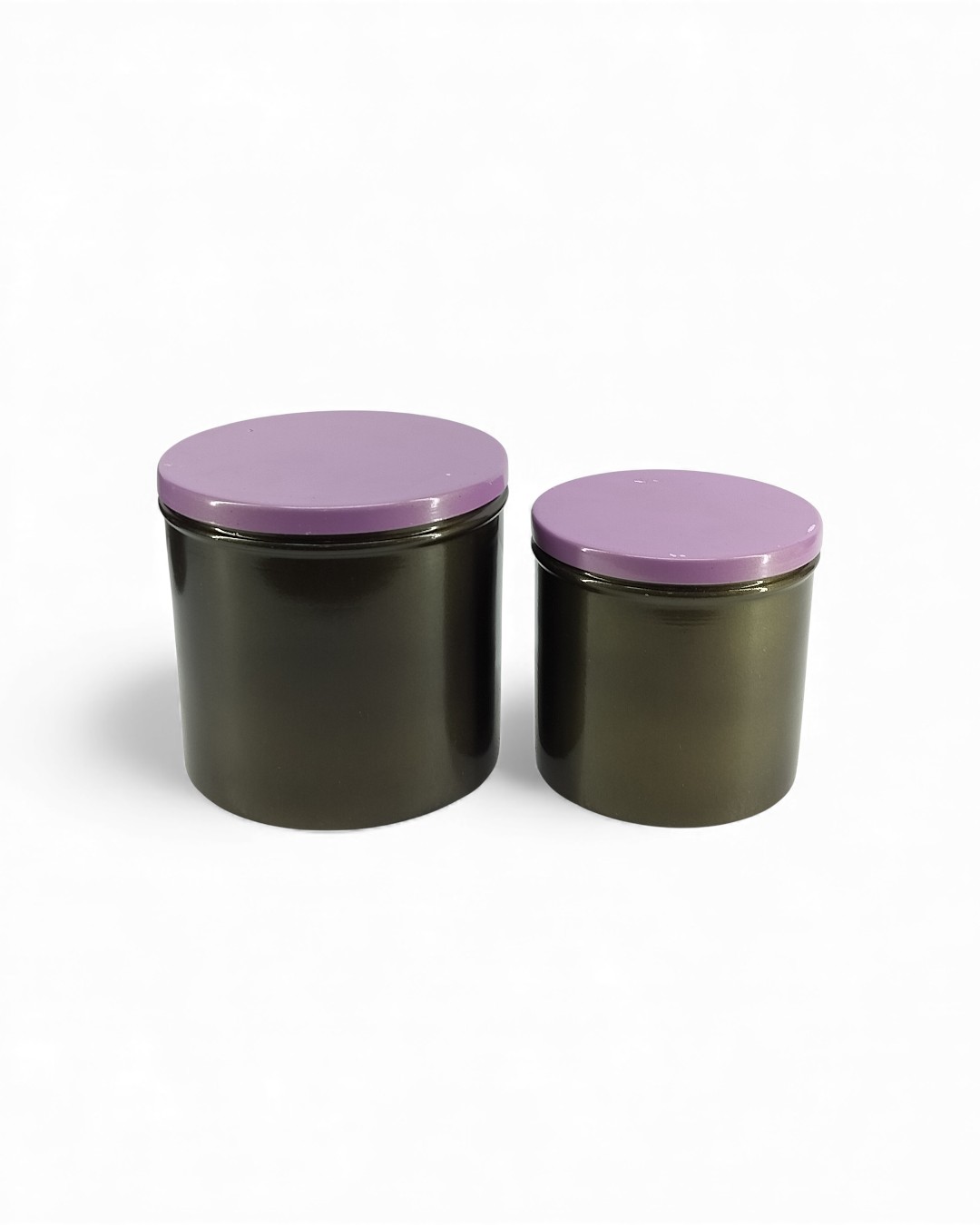 Set of 2 Smooth Cylinder Boxes, Bronze/Lilac