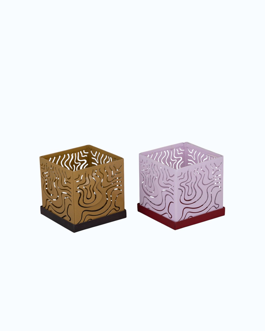 Two-Tone Geometric Patterned Votive Cubes