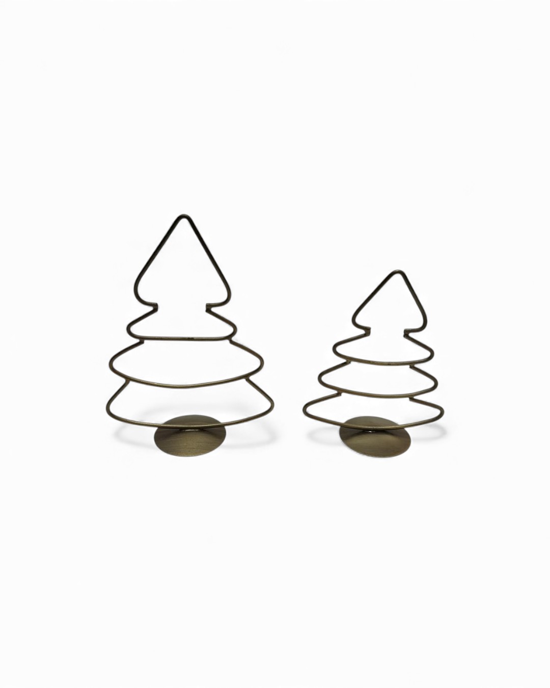 Set of 2 Layered Wire Pine Tree Sculptures