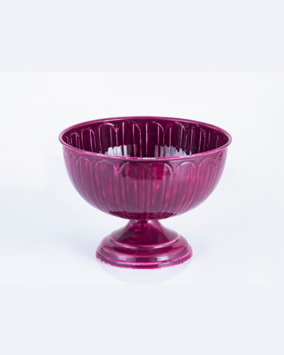 Dark Purple Embossed Pedestal Decorative Bowl