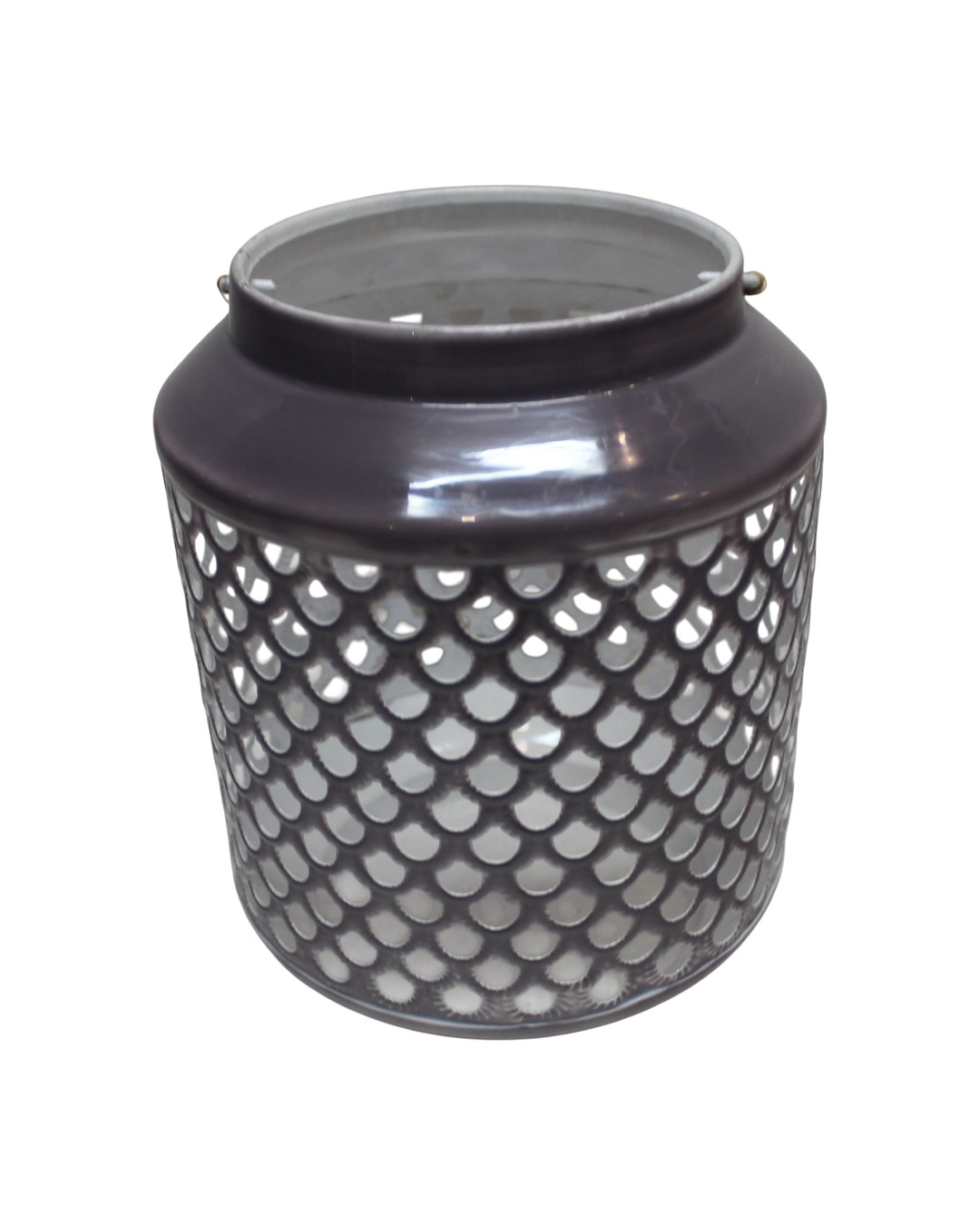 Dark Pewter Scallop Perforated Lantern