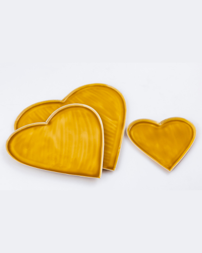 Golden Heart Shaped Serving Trays – Set of 3