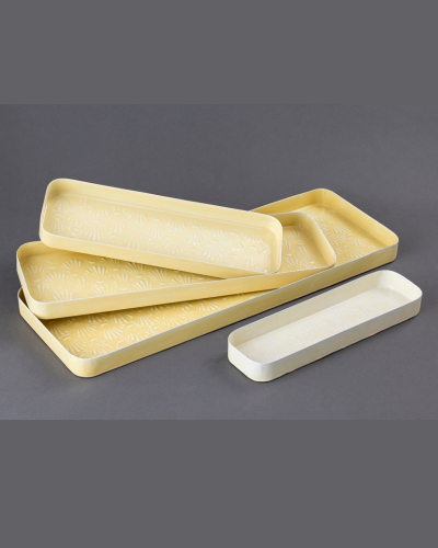 Mustard Yellow Embossed Rectangular Tray Set
