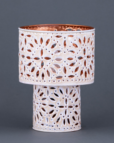 White Floral Cutwork Table Lamp
