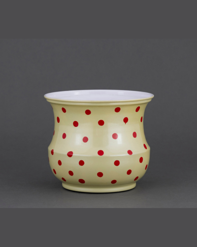 Playful Cream Planter with Red Polka Dots
