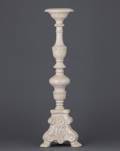 Ornate Carved Cream Candlestick
