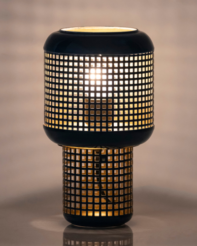 Teal Perforated Metal Lamps