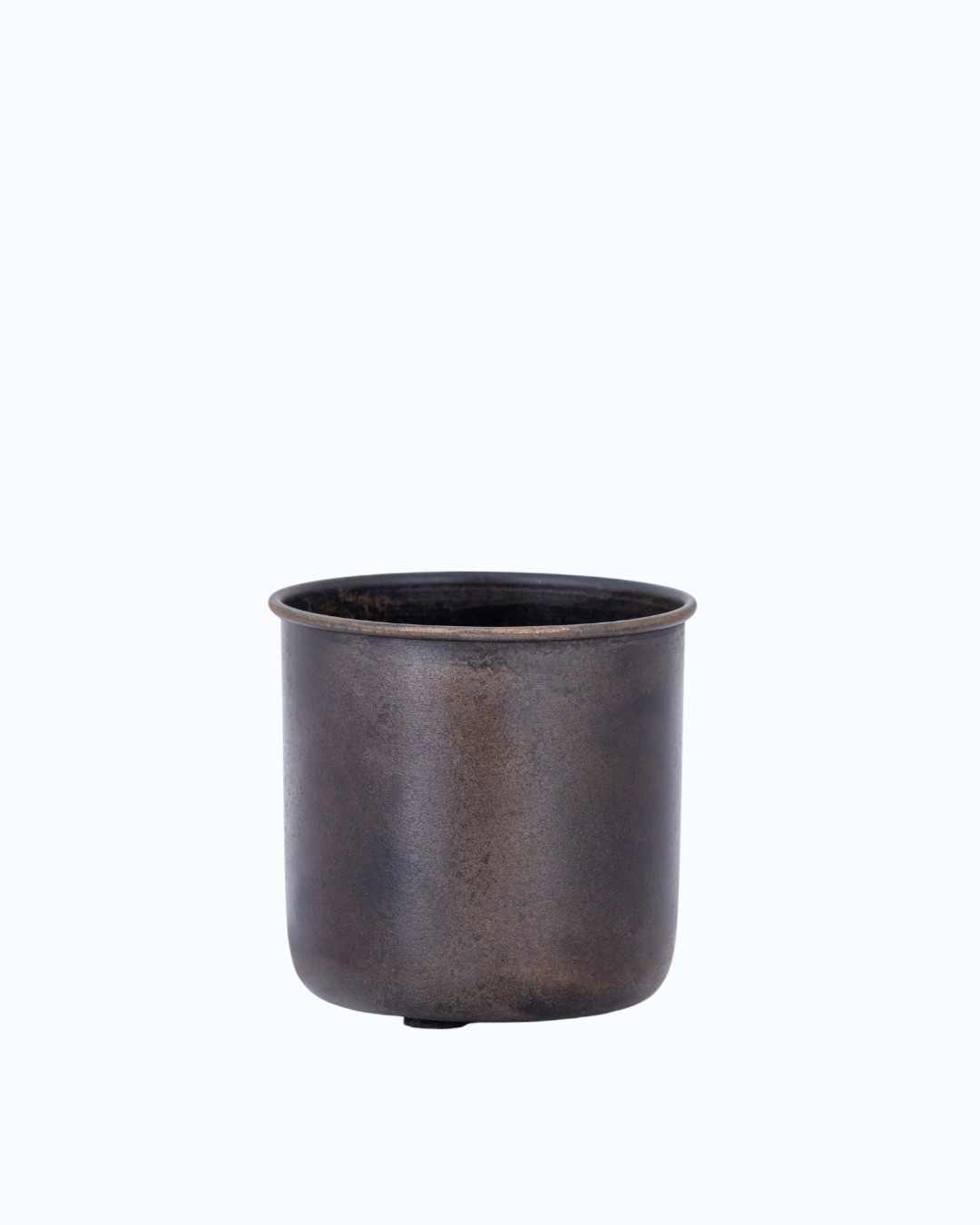 Old Hot Iron Antique Bronze Rimmed Metal Crocks