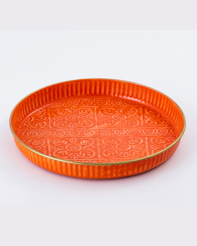 Orange Floral Tile Pattern Plate