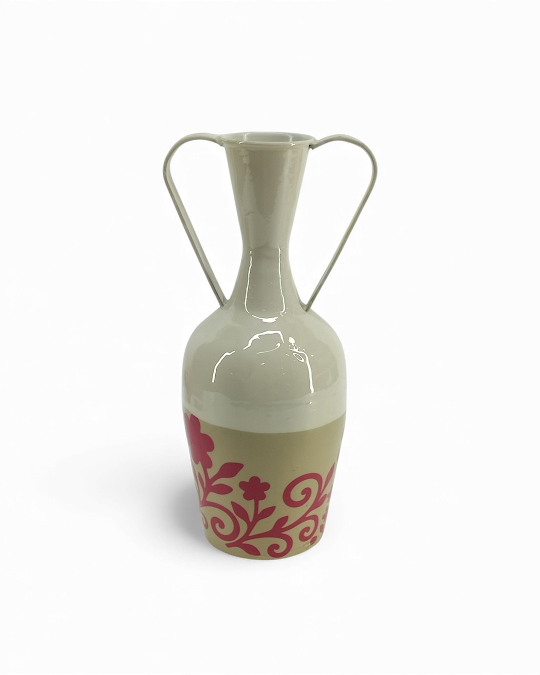 Tapered Amphora Vase with Scroll work Floral Decal