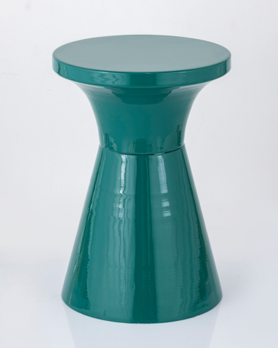 Modern Glossy Teal Cone-Shaped Accent Stool