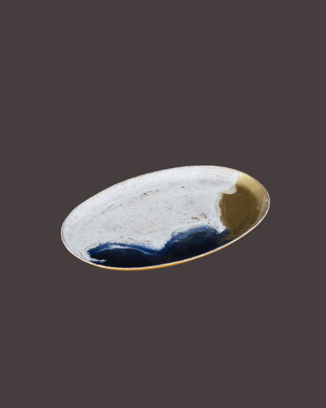 Molten Amber Abstract Coastline Oval Serving Tray