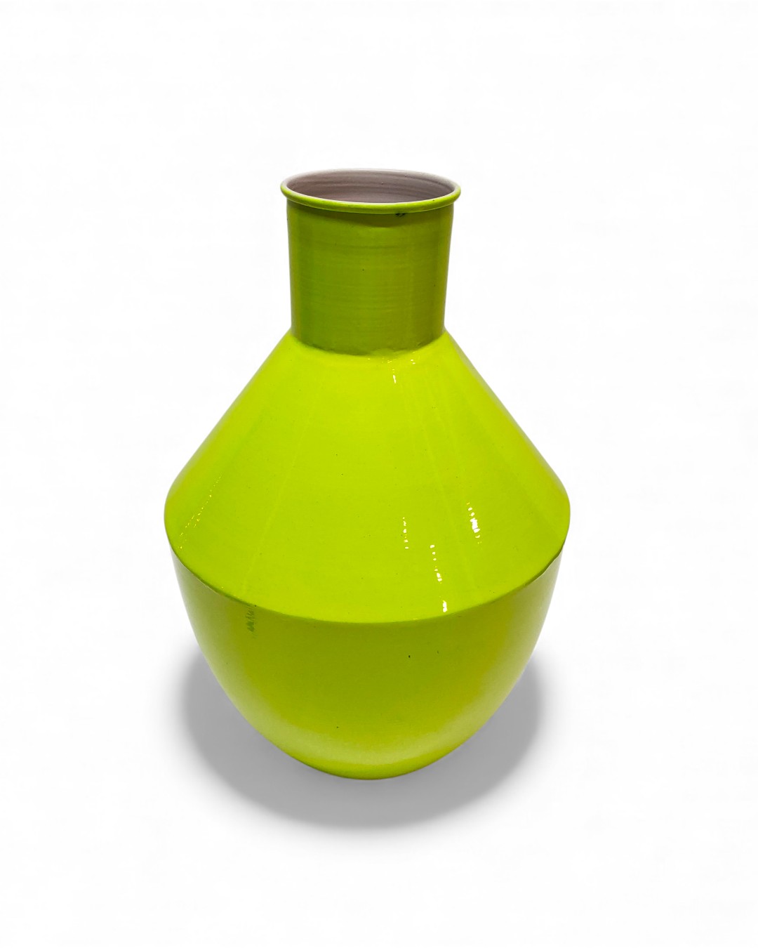 Contemporary Bright Lime Green Conical Bulb Vase