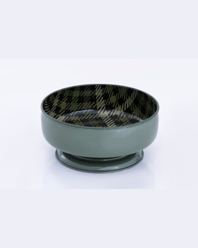 Sage Green Pedestal Bowl with Checkered Interior