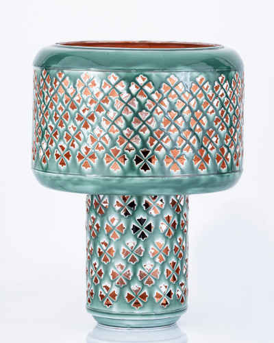 Teal Cross-Cut Table Lamp