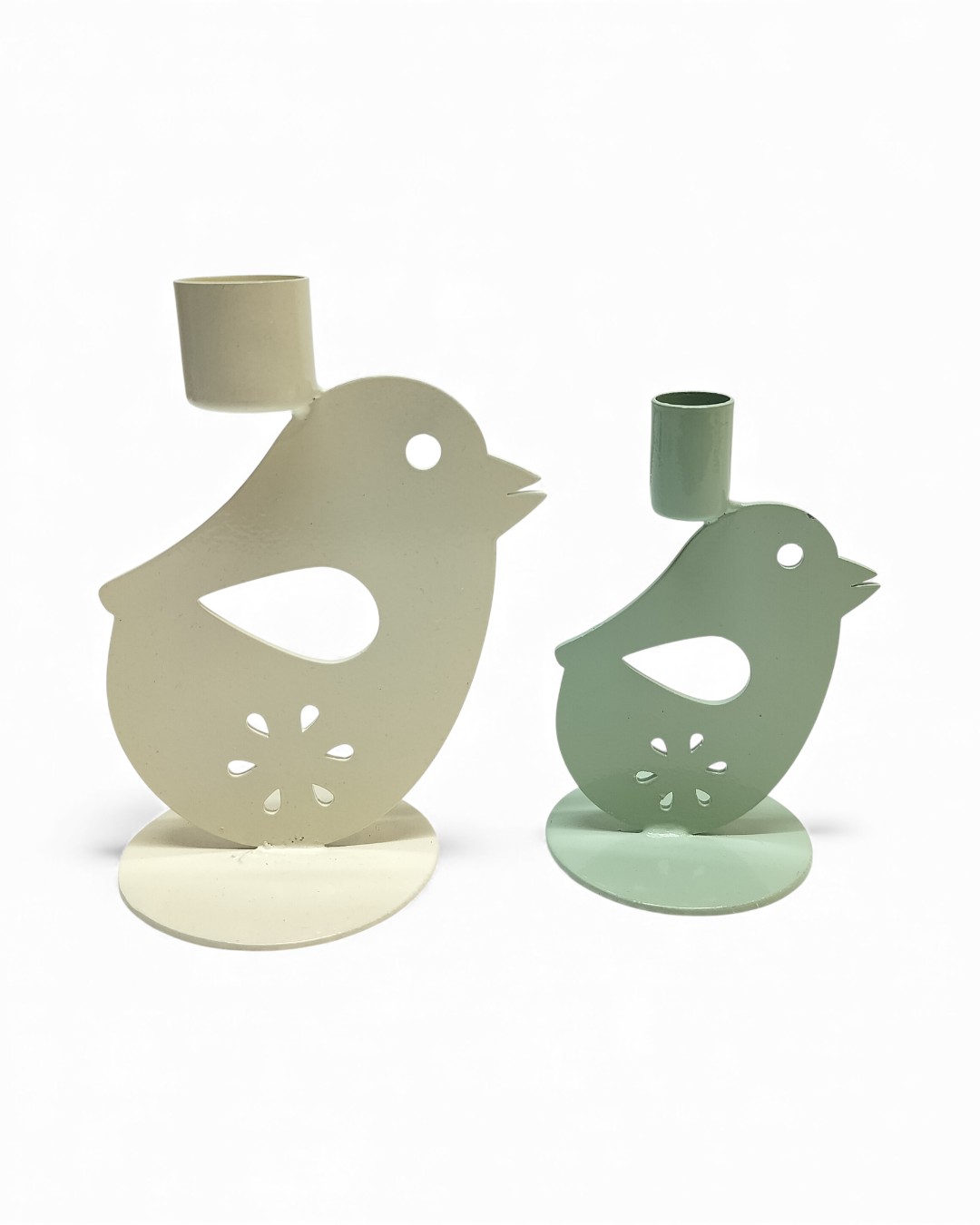 Charming 'Singing Sparrow Taper Candlestick Pair