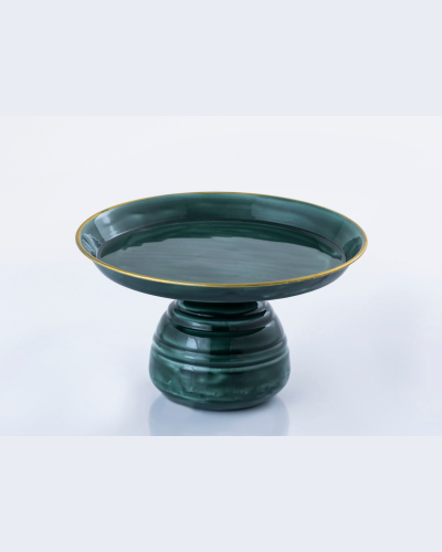 Green Cake Stand with Golden Rim