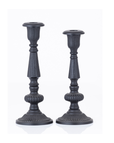 Ornate Classic Black Candlestick Pair